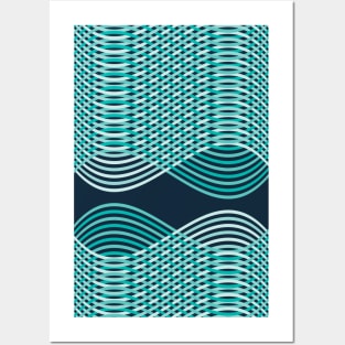 Abstract Infinity Line Design in Navy & Mint Posters and Art